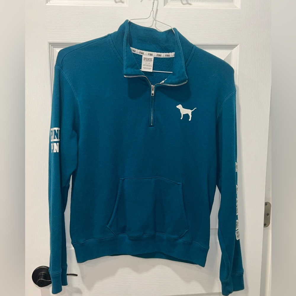 Victoria Secret PINK 1/4 Zip‎ Pullover Turquoise Medium